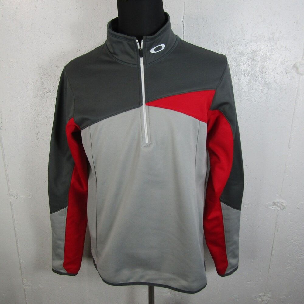 Oakley Men's L/G Colorblock 1/4 Zip Performance Pullover Activewear Jacket Gray